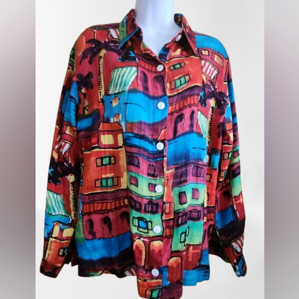 Chico's Linen City Village Shirt Size 1 (US 8)